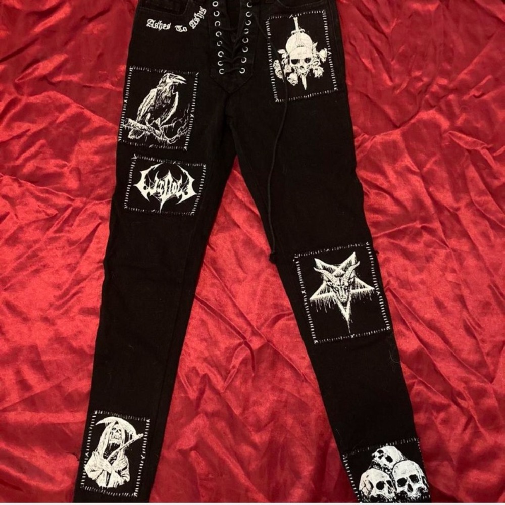 Black Gothic Patchwork Pants